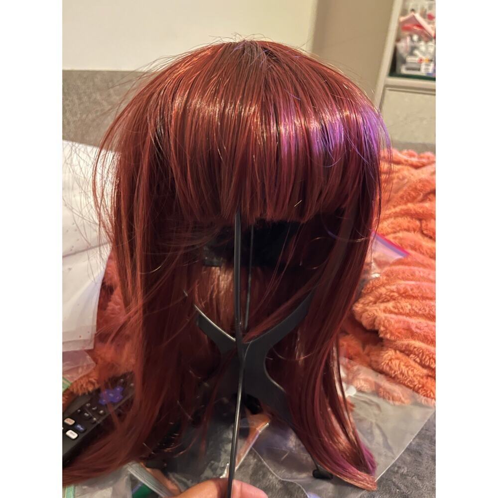 16” copper red wig blunt bangs synthetic NWT - Picture 6 of 7